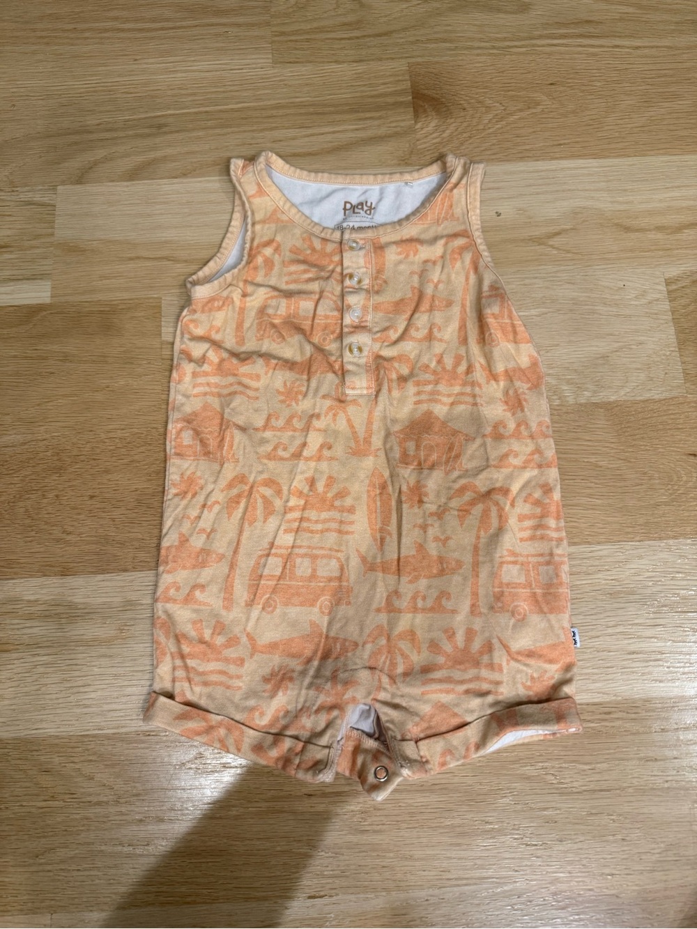 Little Sleepies Peach & Cream Tropical Henley Romper 18-24m